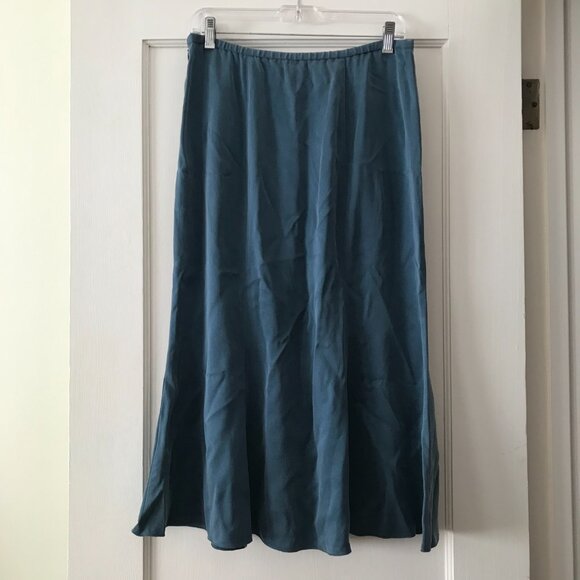 Eileen Fisher | Blue Silk Midi Skirt - Picture 4 of 11